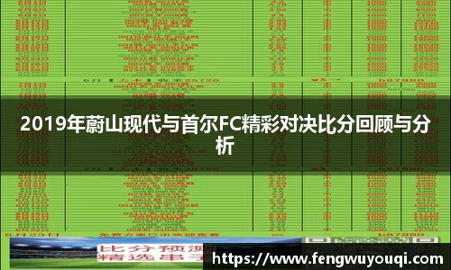 2019年蔚山现代与首尔FC精彩对决比分回顾与分析
